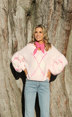 Zapara Argyle Design V-Neck Knit Jumper