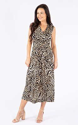 Zapara Zebra Print Front Knot Dress