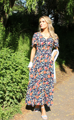 Pamela-Scott-Floral-Print-Buttoned-Midi-Dress