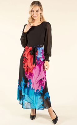 Pamela-Scott---Pamela-Scott-Feather-Design-Belted-Dress