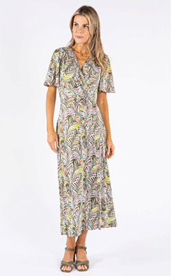 Pamela-Scott---Sophie-B-Palm-Print-Wrap-Bodice-Dress