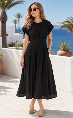 Pamela-Scott---Zapara-Pleated-Midi-Dress