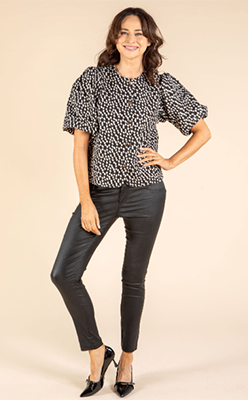 Pamela-Scott---Zapara-Polka-Dot-Balloon-Sleeve-Blouse
