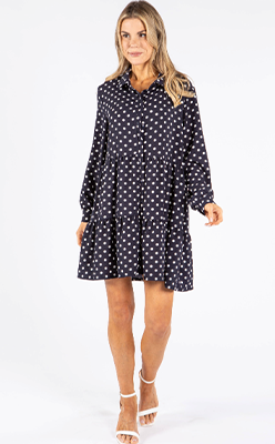 Pamela-Scott---Zapara-Polka-Dot-Tiered-Hem-Shirt-Dress