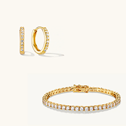 Dylan-Oaks---Tennis-Chain-Bracelet-&-Small-Pave-Hoops-Set-Gold