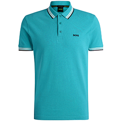 Boss Cotton-piqué Paddy polo shirt with contrast logo - Blue