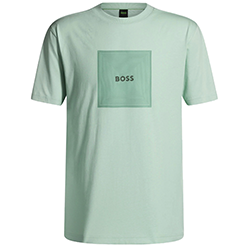 Boss Cotton-jersey T-shirt with fine-line logo artwork - Green