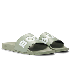 Boss Italian-made slides with large logo detail - Green