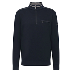 Bugatti Half Zip Tipped Collar Sweatshirt - Navy