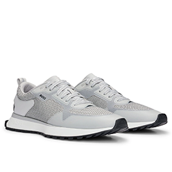Boss Mesh Detail Mixed-Material Trainers - White