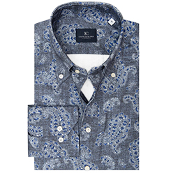 Louis Copeland Paisley Button-Down Shirt Navy