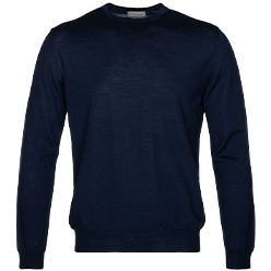 Louis Copeland Merino Crew Neck Jumper Navy