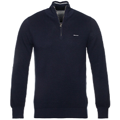 Gant Cotton Piqué Half-Zip Sweater Evening Blue