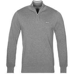 Gant Cotton Piqué Half-Zip SweaterDark Grey Melange
