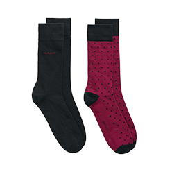 Gant Dot and Solid Socks 2 Pack Rich Wine