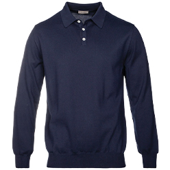 Louis Copeland Merino Long Sleeve Polo Navy