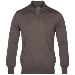 Louis Copeland Half Zip Mock Neck Jumper Brown