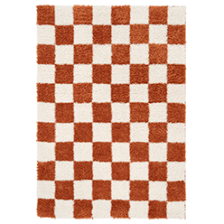 Soft Rust Checkerboard Shaggy Rug - Gigi Soft Rust Checkerboard Shaggy Rug - Gigi