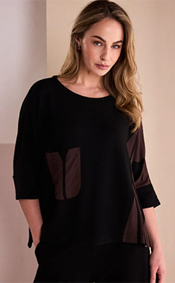 NAYA NAW26217 Round Neck Top With Print Sections<br />
