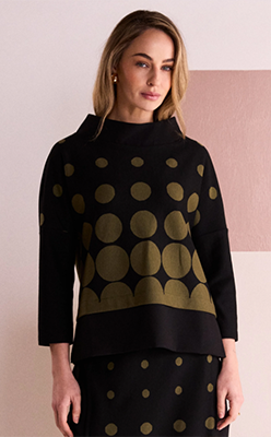 Nina's-Boutique---NAYA-NAW26265-Spot-Border-Print-High-Neck-Top