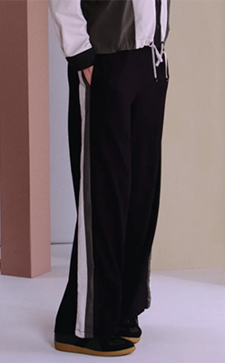Nina's-Boutique---NAYA-NAW26327-Drawstring-Waist-Trouser-With-Color-Panels-At-Sideseam