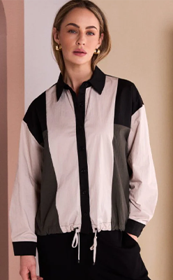Nina's-Butique---NAYA-NAW26325-Button-Through-Drawstring-Hem-Top-With-Contrast-Sections