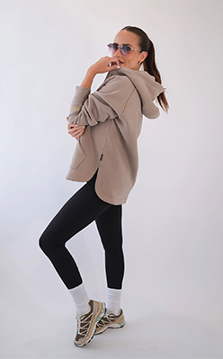 LENI FULL ZIP HOODIE TAUPE